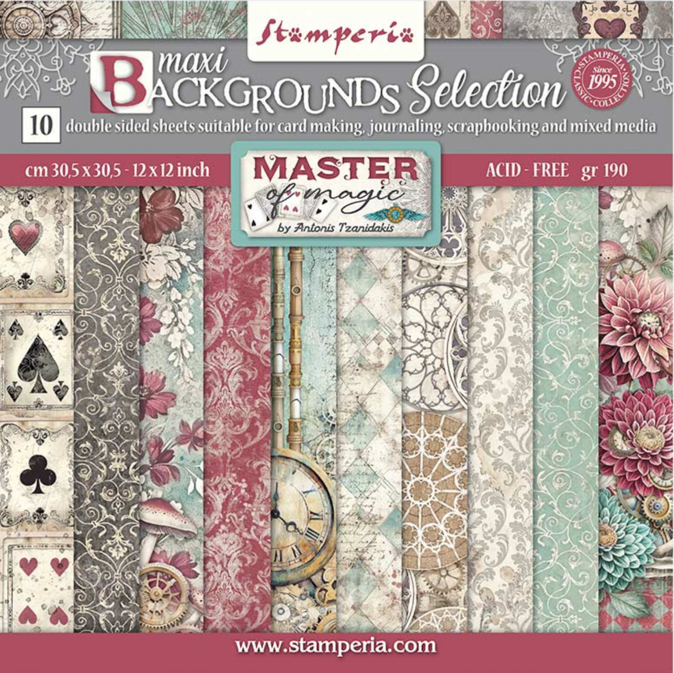 Stamperia Master of Magic Backgrounds 12” x 12” Paper Pad